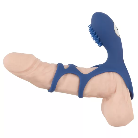 SMILE Couple - inel penian cu vibrații, reîncărcabil - silicon albastru