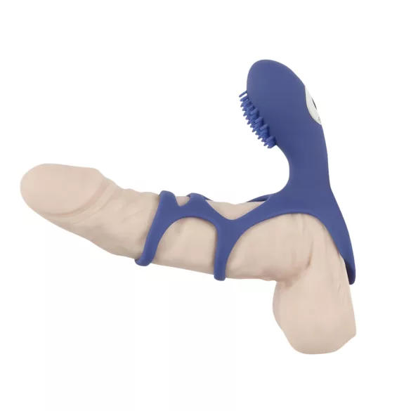 SMILE Couple - inel penian cu vibrații, reîncărcabil - silicon albastru