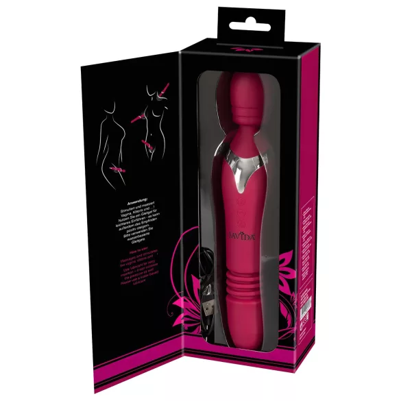Javida Thrusting - vibrator masaj 3 în 1 - roșu