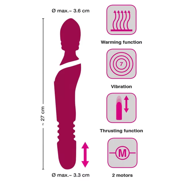 Javida Thrusting - vibrator masaj 3 în 1 - roșu