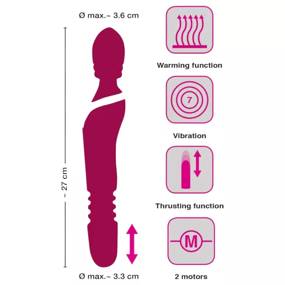 Javida Thrusting - vibrator masaj 3 în 1 (roșu)