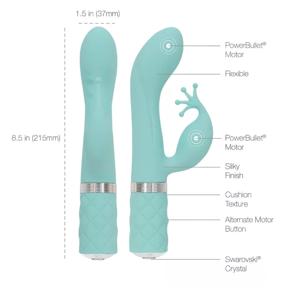 Pillow Talk Kinky - vibrator punct G cu acumulator, cu 2 motoare (turcoaz)