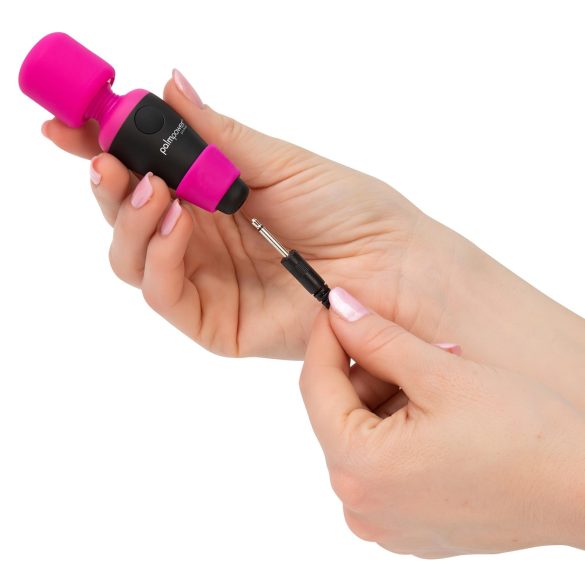 PalmPower - mini vibrator de masaj tip wand - roz-negru