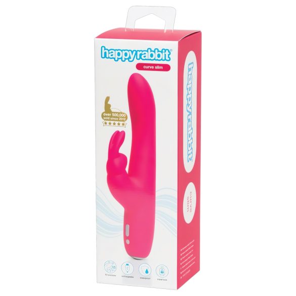 Happyrabbit Curve Slim - vibrator rezistent la apă cu braț pentru clitoris (roz)