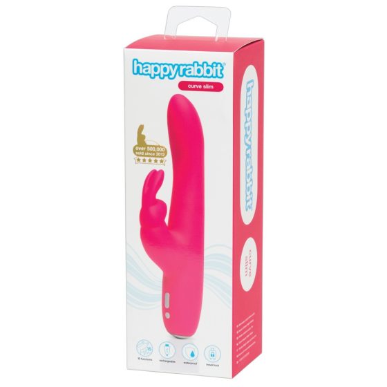 Happyrabbit Curve Slim - vibrator pentru clitoris rezistent la apă, alimentat de baterii (roz)