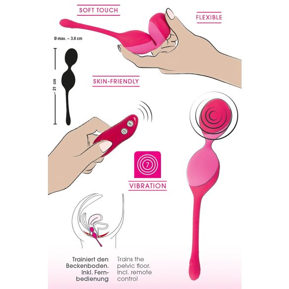 SMILE - ou vibrator cu telecomandă - bile pentru exerciții Kegel 82g roz
