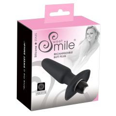   SMILE Buttplug - vibrator anal, cu acumulator, din silicon (negru)