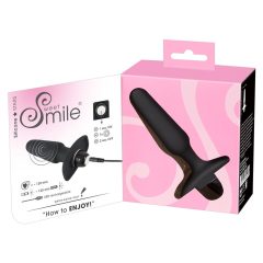   SMILE Buttplug - vibrator anal, cu acumulator, din silicon (negru)