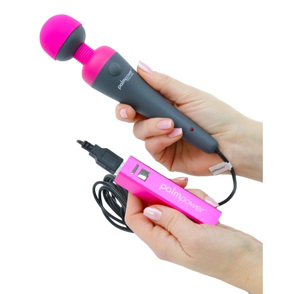 PalmPower Wand - vibrator masaj cu powerbank - roz-gri