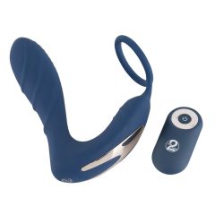   You2Toys Prostata Plug - vibrator anal cu telecomandă și inel pentru penis (albastru)