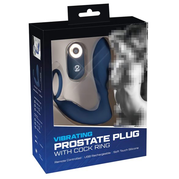 You2Toys - Vibrator anal pentru prostată cu inel penian - silicon albastru
