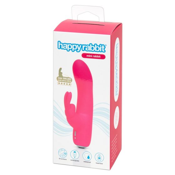 Happyrabbit Mini Rabbit - vibrator cu clitoridian și rezistent la apă (roz)