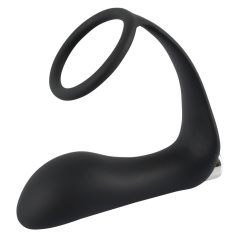   Black Velvet - Vibrator anal cu inel penian, încărcabil, din silicon (negru)