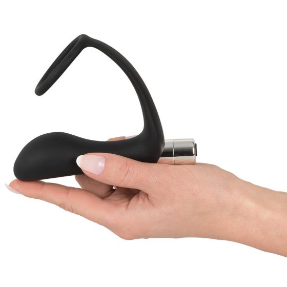 Black Velvet - Vibrator anal cu inel penian, încărcabil, din silicon (negru)