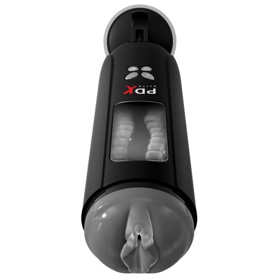 PDX Ultimate Milker - masturbator cu vagin artificial, alimentat cu baterie, pentru muls penis (negru)