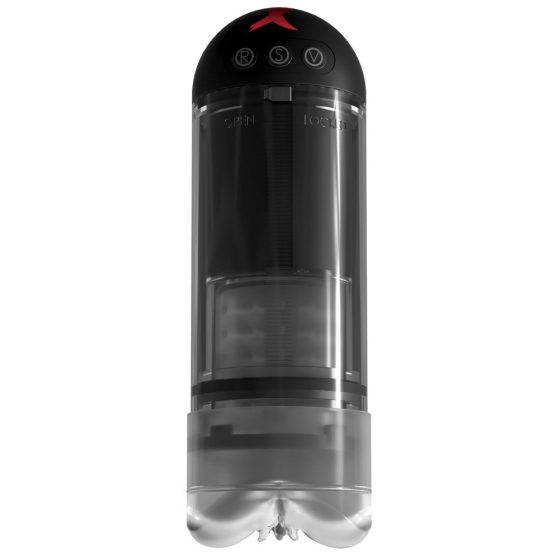PDX Elite Extender Pro - masturbator cu funcție de supt și vibrații, alimentat cu baterii (negru)