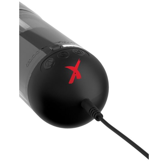 PDX Elite Extender Pro - masturbator cu funcție de supt și vibrații, alimentat cu baterii (negru)