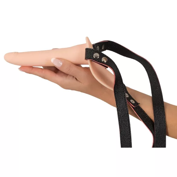 You2Toys - vibrator strap-on cu baterie reîncărcabilă - piele natur