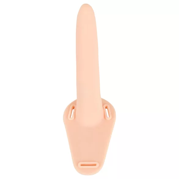 You2Toys - vibrator strap-on cu baterie reîncărcabilă - piele natur