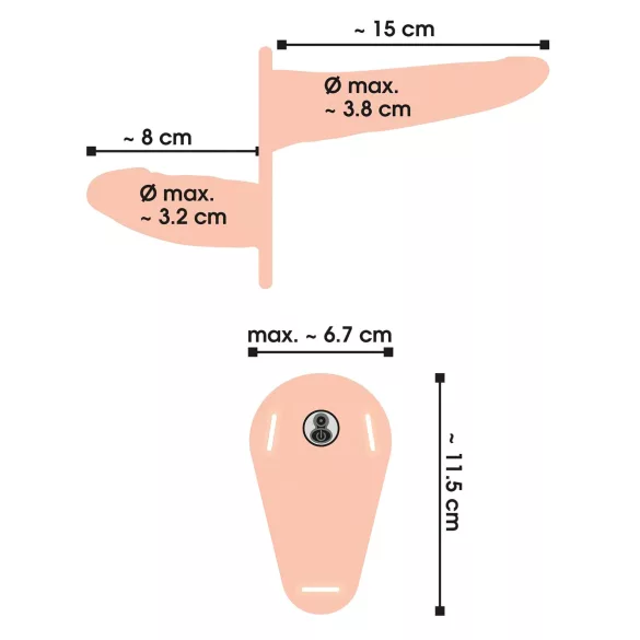 You2Toys - Strap-On dublu cu vibrații - silicon natur