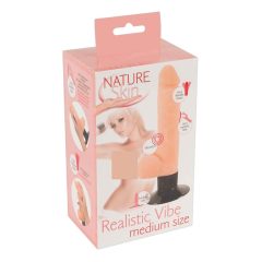   Nature Skin M - vibrațor realist cu ventuză și testicule (natur)