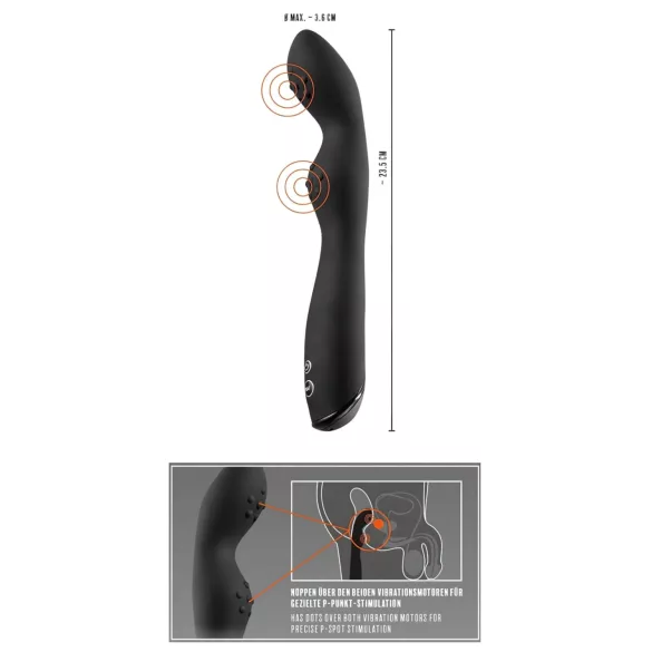 Rebel - Vibrator pentru prostată cu 2 motoare - negru