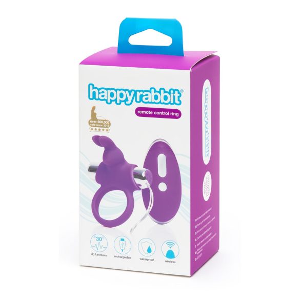 Happyrabbit - inel penian cu vibrații și radio (mov-argintiu)