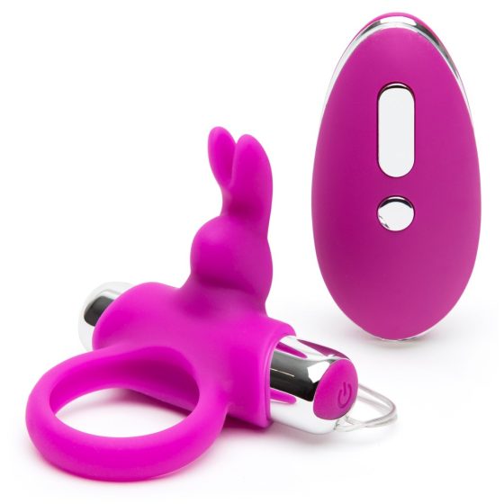 Happyrabbit - inel penis cu radio și baterie (violet-argintiu)