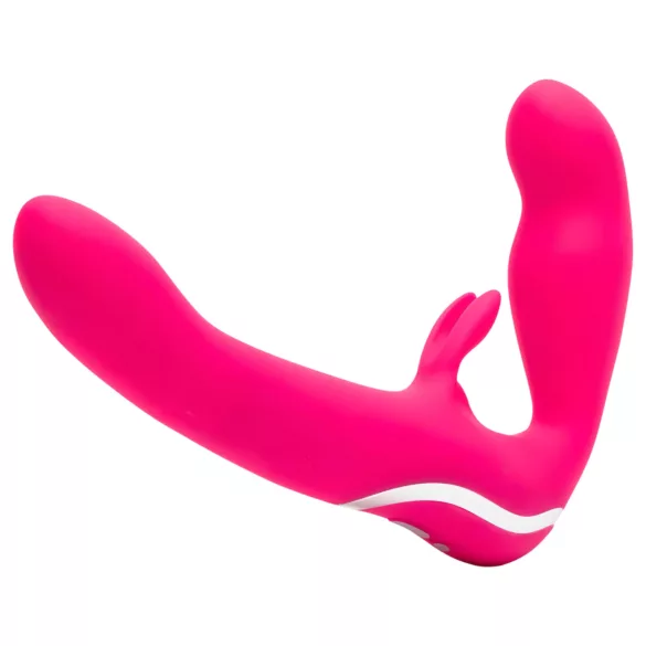 Happyrabbit - Vibrator strapless pentru cupluri - silicon roz