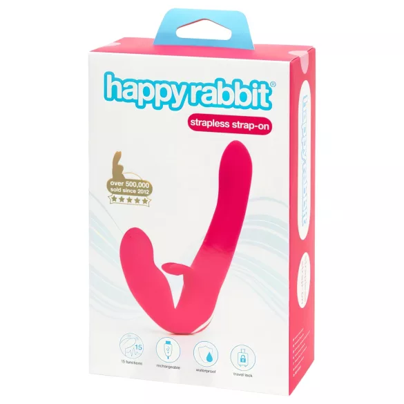 Happyrabbit - Vibrator strapless pentru cupluri - silicon roz