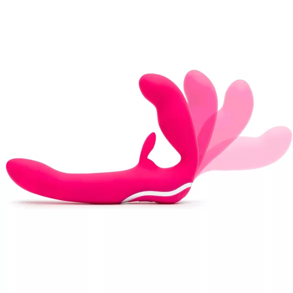 Happyrabbit - Vibrator strapless pentru cupluri - silicon roz