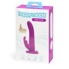 Happyrabbit Strap-On - vibrator cu ham iepuraș (mov)