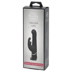   Fifty Shades of Grey - vibrator rabbit cu mișcare de împingere - silicon negru
