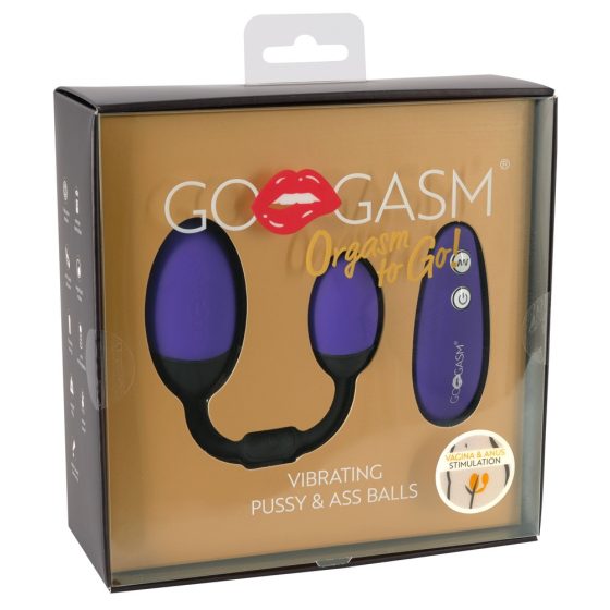 GoGasm Pussy & Ass - baterie, ou vibrante dual cu radio (violet-negru)