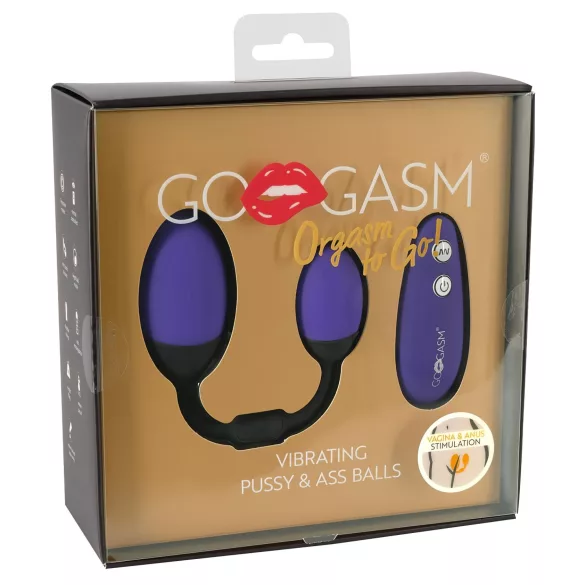 GoGasm - Ou vibrator dublu pentru vagin și anus - mov-negru