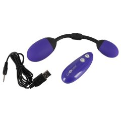   GoGasm Pussy & Ass - baterie, ou vibrante dual cu radio (violet-negru)