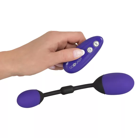 GoGasm - Ou vibrator dublu pentru vagin și anus - mov-negru