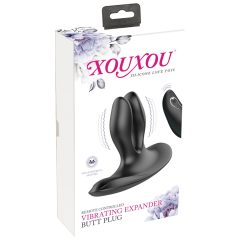   XOUXOU - vibrator anal cu două ramuri, cu acumulator (negru)