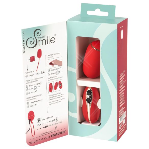 SMILE - Ou vibrator cu telecomandă wireless - reîncărcabil, roșu