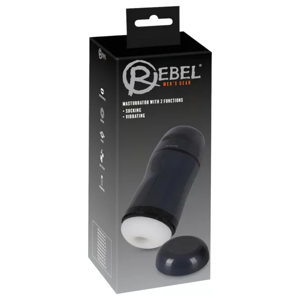 Rebel - Masturbator masculin 2 în 1 cu vibrații și sucțiune - negru