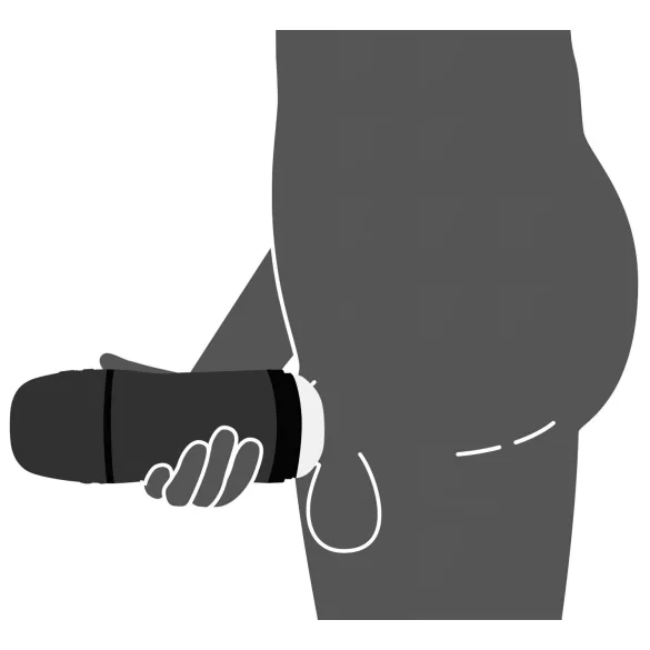 Rebel - Masturbator masculin 2 în 1 cu vibrații și sucțiune - negru