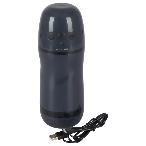 Rebel - Masturbator masculin 2 în 1 cu vibrații și sucțiune - negru