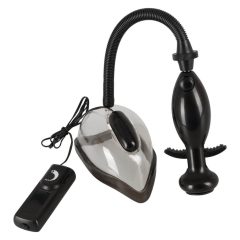   You2Toys - pompa de aspirare vibratorie pentru vagin (transparent-neagră)
