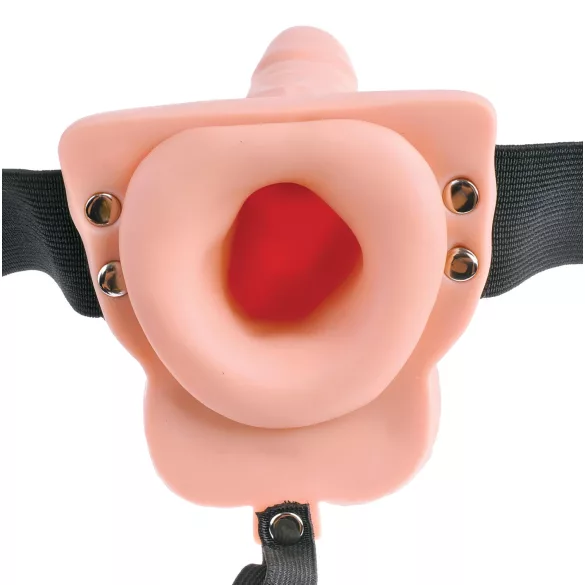 Pipedream - Fetish Strap-On 6 - dildo cu curea, vibrator gol pe dinăuntru (culoare naturală)
