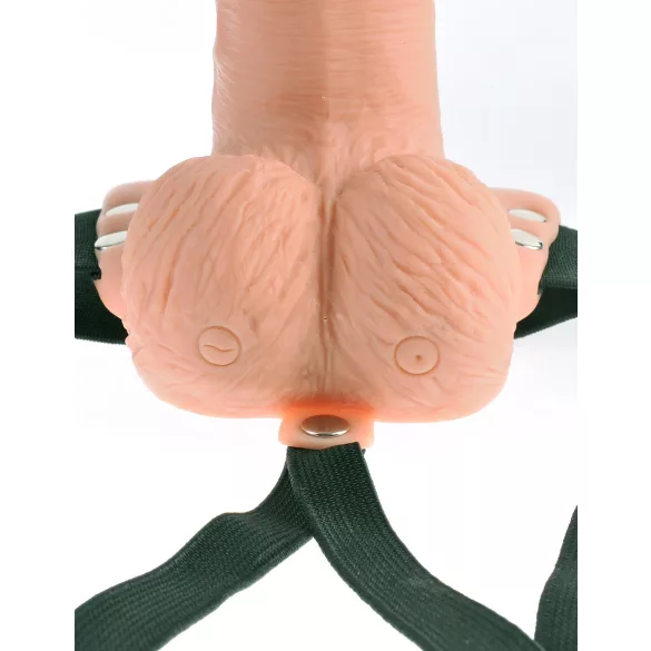 Pipedream - Fetish Strap-On 6 - dildo cu curea, vibrator gol pe dinăuntru (culoare naturală)