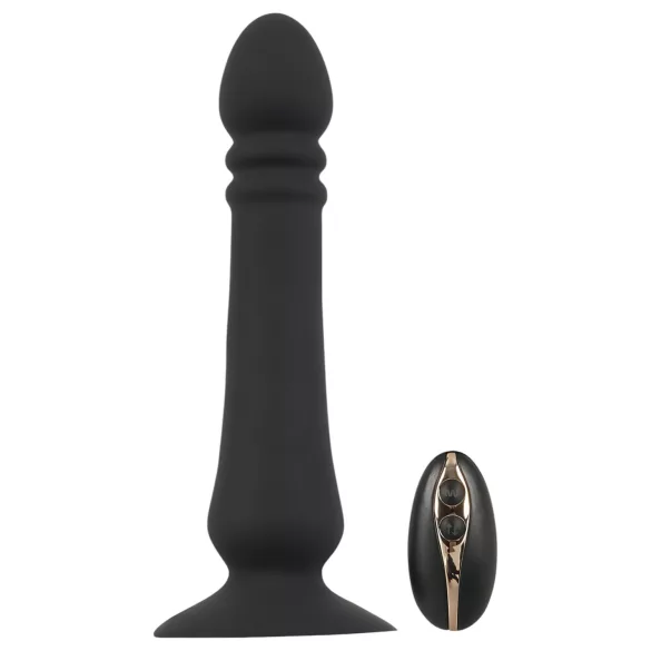 Black Velvets - vibrator anal cu funcție de împingere, reîncărcabil, negru