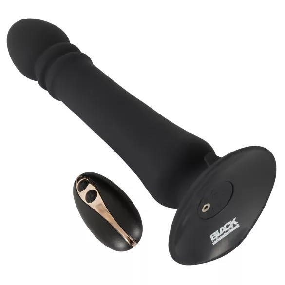 Black Velvets - vibrator anal cu funcție de împingere, reîncărcabil, negru