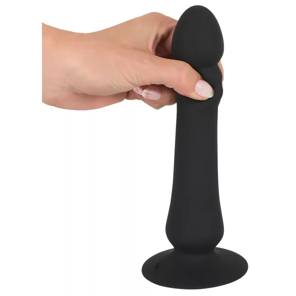 Black Velvets - vibrator anal cu funcție de împingere, reîncărcabil, negru