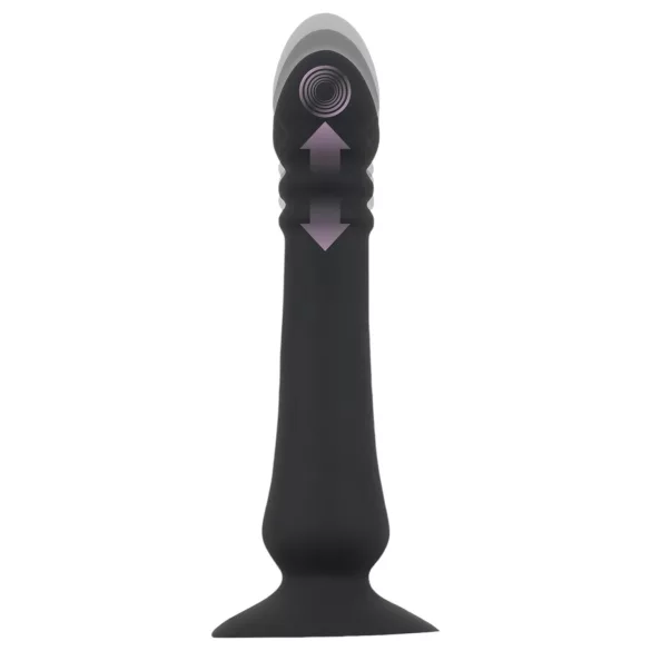 Black Velvets - vibrator anal cu funcție de împingere, reîncărcabil, negru