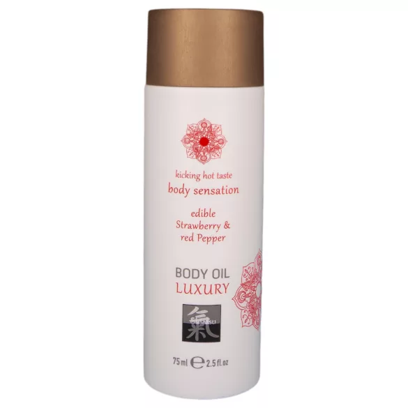 Shiatsu Luxury - ulei de masaj comestibil - căpșuni și piper roșu - 75ml